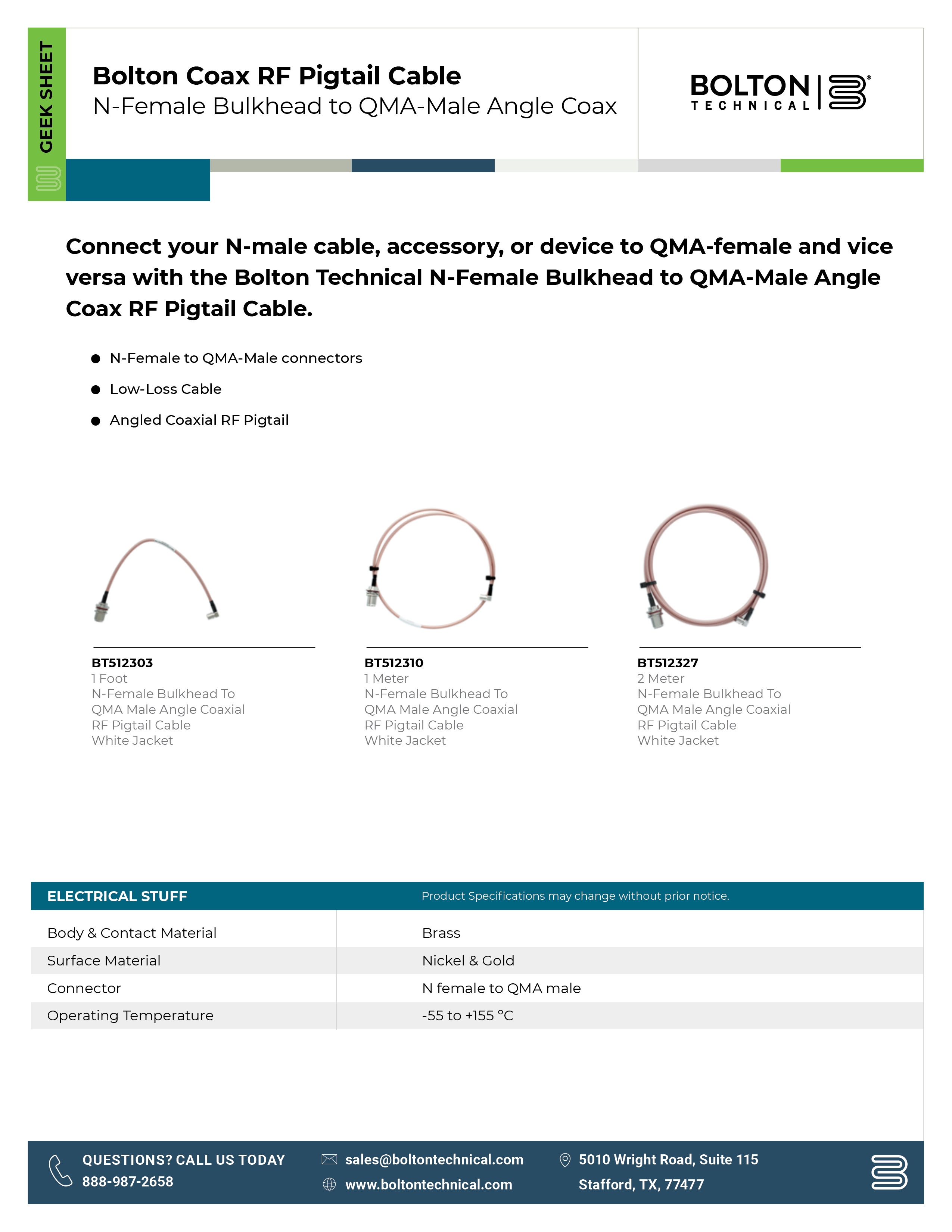 Bolton Pigtail Specifications